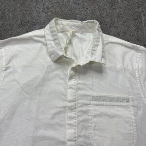 Lululemon Shirt Men XL White Button Up Short Sleeve Woven Pocket Stretch
